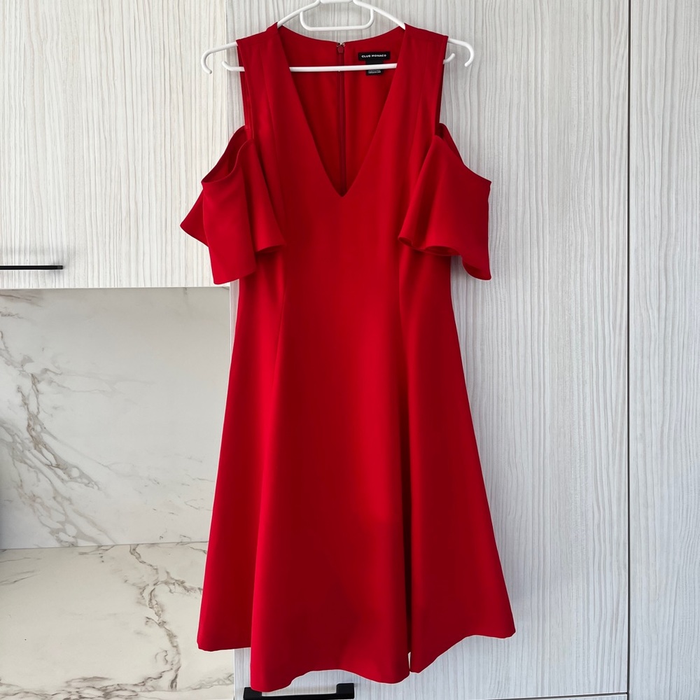 Club Monaco Cold Shoulder Red Dress